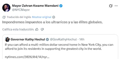 Mamdani se suma a una publicación de Hochul en la que defiende la idea del impuesto a los ultrarricos
