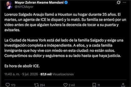 Mamdani sostuvo que está "del lado de la familia" del migrante que murió en Houston y pidió abolir al ICE