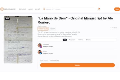 Mañana se realizará la subasta por el manuscrito de la canción escrita por Alejandro Romero (Foto: Kephi Gallery)