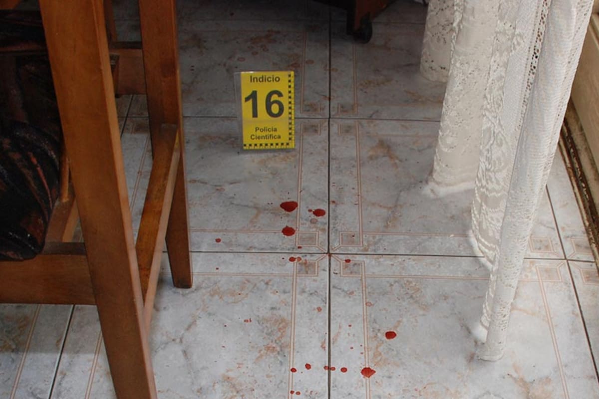 Manchas de sangre en la escena del cuádruple crimen de La Plata. Imagen ilustrativa