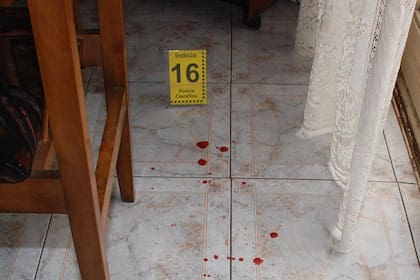 Manchas de sangre en la escena del cuádruple crimen de La Plata. Imagen ilustrativa