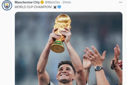 Manchester City felicitó a Julián Álvarez tras lograr el campeonato del mundo