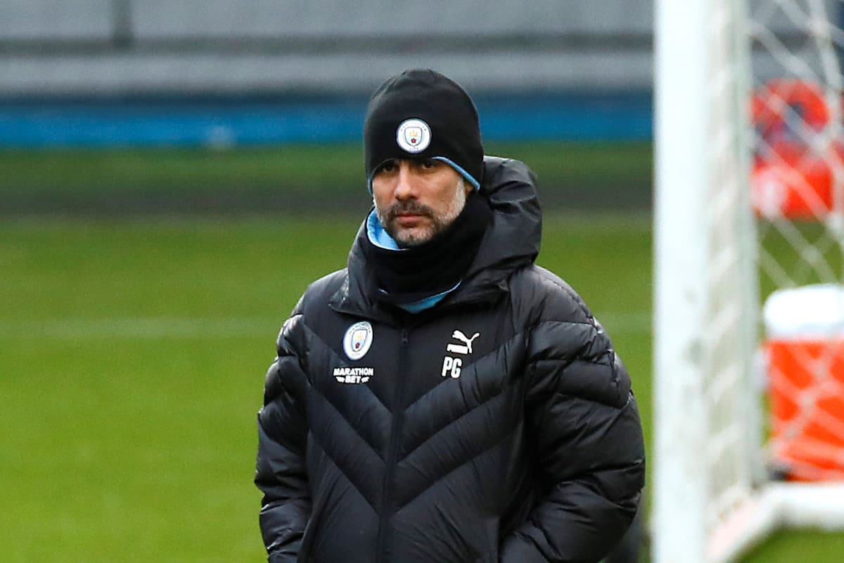Manchester City manager Pep Guardiola durante el entrenamiento