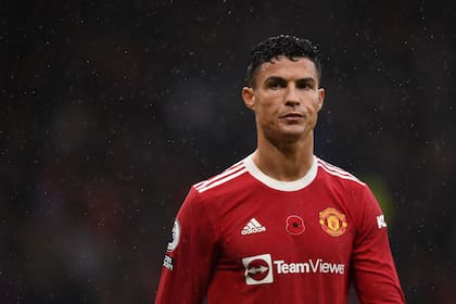 Manchester United's Portuguese striker Cristiano Ronaldo reacts at the final whistle during the English Premier League football match between Manchester United and Manchester City at Old Trafford in Manchester, north west England, on November 6, 2021. (Photo by Oli SCARFF / AFP) / RESTRICTED TO EDITORIAL USE. No use with unauthorized audio, video, data, fixture lists, club/league logos or 'live' services. Online in-match use limited to 120 images. An additional 40 images may be used in extra time. No video emulation. Social media in-match use limited to 120 images. An additional 40 images may be used in extra time. No use in betting publications, games or single club/league/player publications. / 