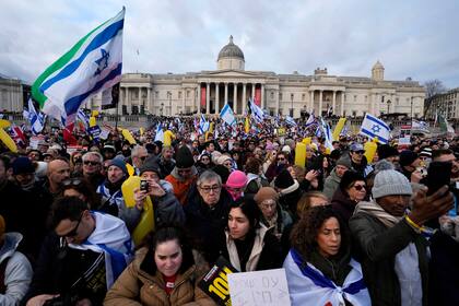 Manifestación a favor de Israel en Londres, el 14 de enero de 2024
