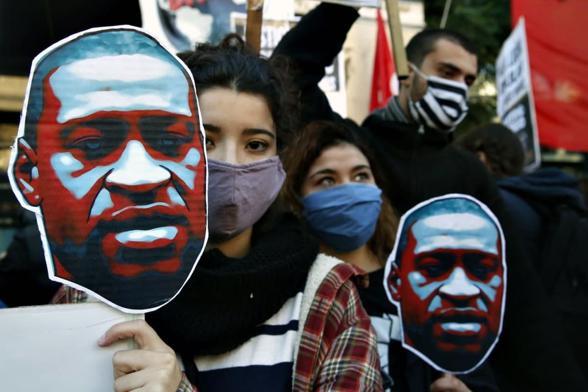 Manifestación de partidos de izquierda por el asesinato de George Floyd en Estados Unidos