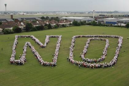 Manifestación de vecinos en contra de la ampliación del aeropuerto de Heathrow, Londres