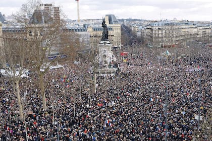 Manifestación del 11 de enero de 2015, tras el atentado contra la revista satírica Charlie Hebdo AFP PHOTO / BERTRAND GUAY