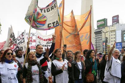Manifestación en el microcentro porteño