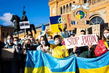 Manifestación en Hanover contra la guerra en Ucrania