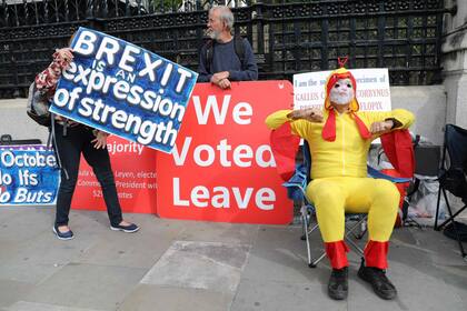 Manifestantes a favor del Brexit en Londres