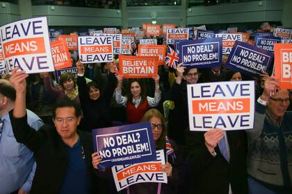 Manifestantes pro-Brexit en el centro de Londres el 14 de diciembre de 2018