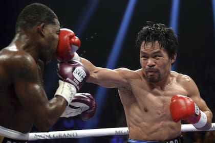 Manny Pacquiao en una pelea ante Adrien Broner disputada en enero de 2019