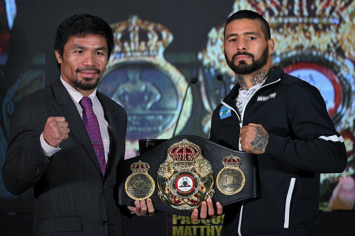 Manny Pacquiao y Lucas Matthysse, en la presentación del combate