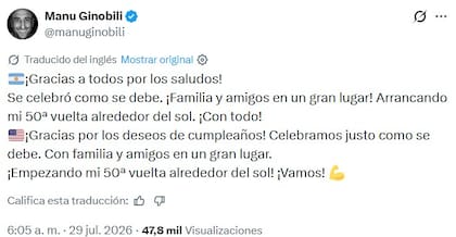 Manu GInóbili cumplió 49 años