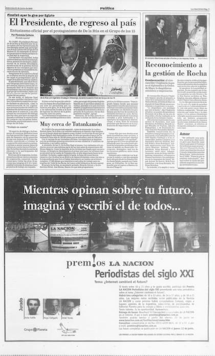 Manuel Rocha en una nota de La Nación, durante su estadía diplomática en la Argentina en la década de 1990