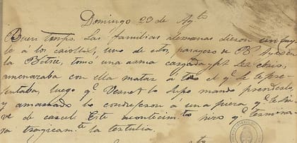 Manuscrito. Parte del diario de María Sáez de Vernet, donde cuenta el incidente del domingo 30 de agosto en el baile que dieron los alemanes.