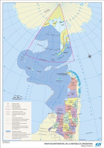 Mapa bicontinental argentino invertido