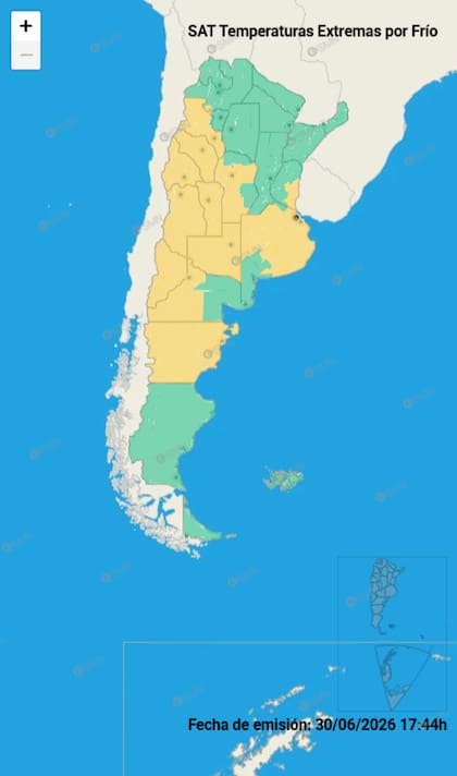 Mapa de alerta por temperaturas extremas