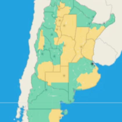 Mapa de alertas para este lunes 28 de septiembre