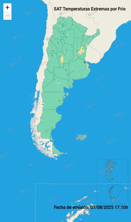 Mapa de alertas para este viernes 8 e agosto.
