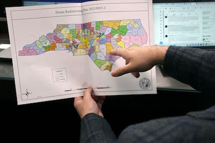 Mapa de Carolina del Norte con la división en condados