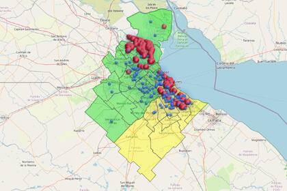 Mapa de cortes del ENRE