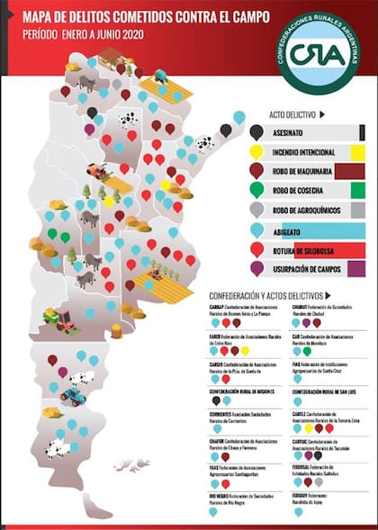 Mapa de delitos contra el campo