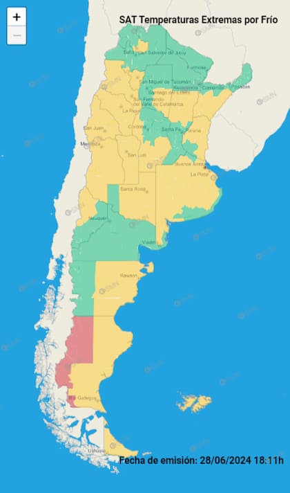 Mapa de frío extremo