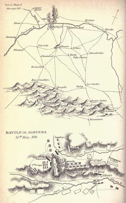Mapa de la batalla, del libro History of the War in the Peninsula, de William Napier (Foto: Wikipedia)