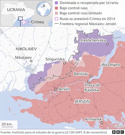 Mapa de la guerra en Ucrania