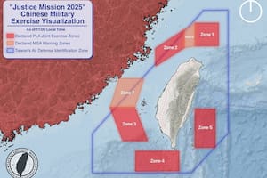 Mapa de la "Misión Justicia 2025" de China. Fuente: X