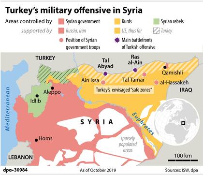 Mapa de la ofensiva militar turca en el noreste de Siria