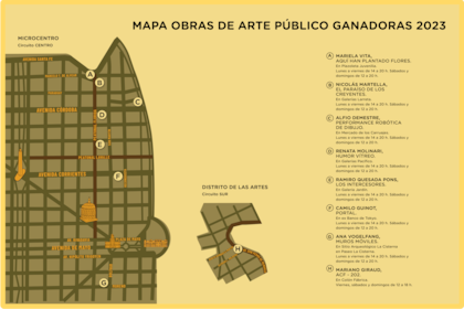 Mapa de las obras de arte público que participarán de la Semana del Arte