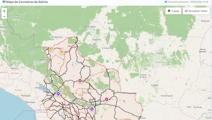 Mapa de las rutas cortadas