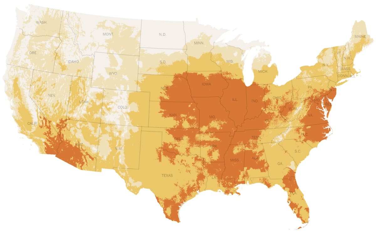Mapa de las temperaturas de EE.UU.