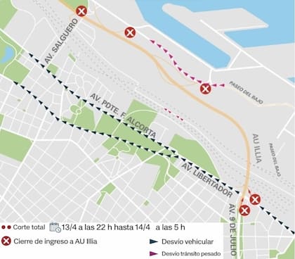 Mapa de los cortes totales por obras víales en la Ciudad