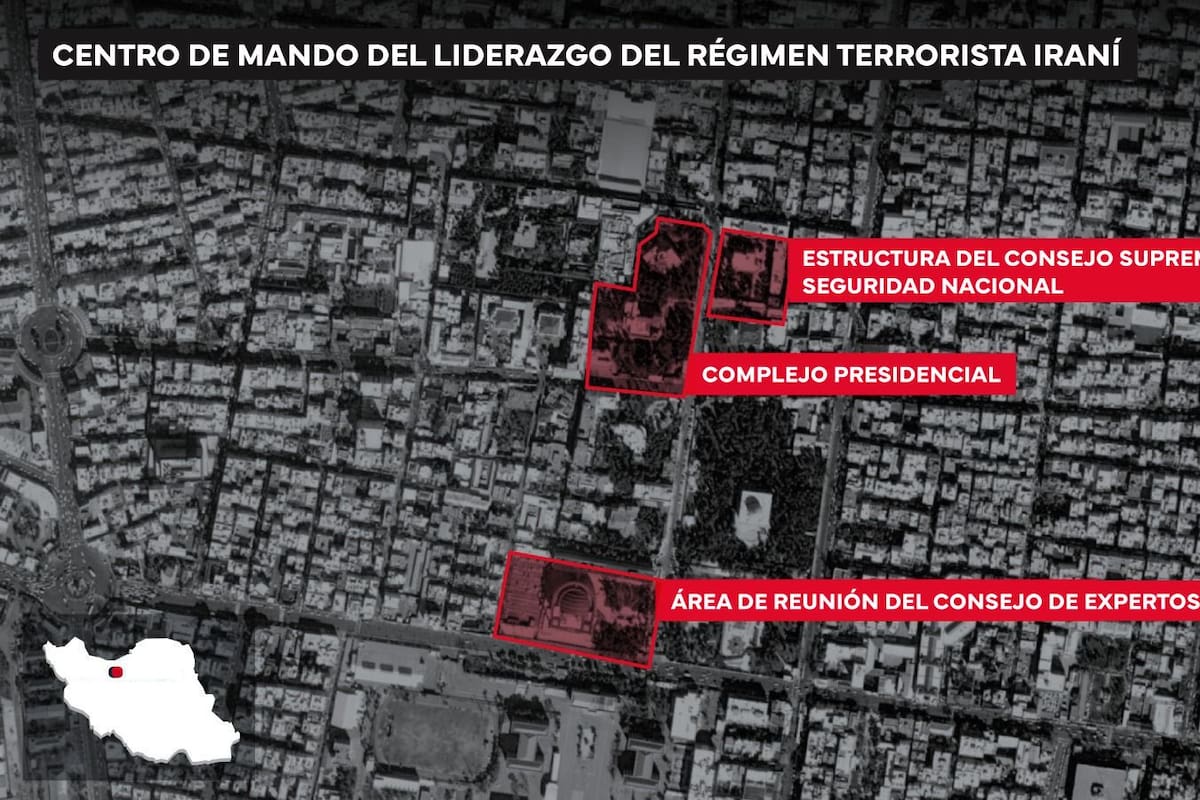 Mapa de los objetivos atacados por Israel en Teherán