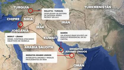 Mapa de los puntos neurálgicos del enfrentamiento entre Irán, Israel y EE.UU.