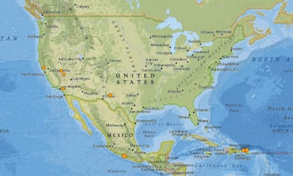 Mapa de los sismos ocurridos en Estados Unidos y el Caribe en las últimas 24 horas