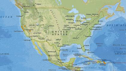 Mapa de los sismos ocurridos en Estados Unidos y el Caribe en las últimas 24 horas