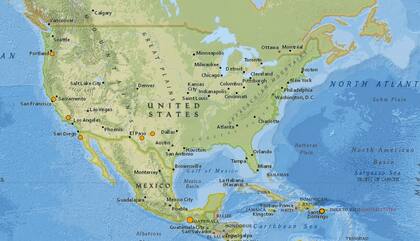 Mapa de los sismos ocurridos en Estados Unidos y el Caribe en las últimas 24 horas