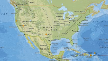 Mapa de los sismos ocurridos en Estados Unidos y el Caribe en las últimas 24 horas