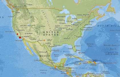 Mapa de los sismos ocurridos en Estados Unidos y el Caribe en las últimas 24 horas