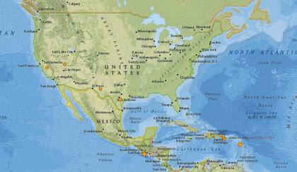Mapa de los sismos ocurridos en Estados Unidos y el Caribe en las últimas 24 horas