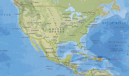 Mapa de los sismos ocurridos en Estados Unidos y el Caribe en las últimas 24 horas