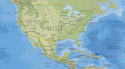 Mapa de los sismos ocurridos en Estados Unidos y el Caribe en las últimas 24 horas