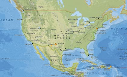Mapa de los sismos ocurridos en Estados Unidos y el Caribe en las últimas 24 horas