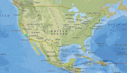 Mapa de los sismos ocurridos en Estados Unidos y el Caribe en las últimas 24 horas
