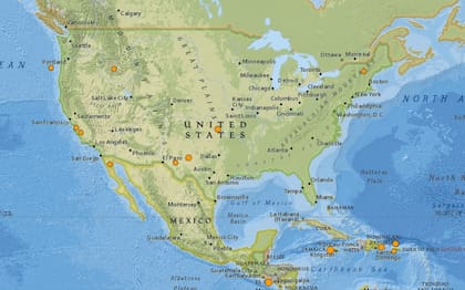 Mapa de los sismos ocurridos en Estados Unidos y el Caribe en las últimas 24 horas